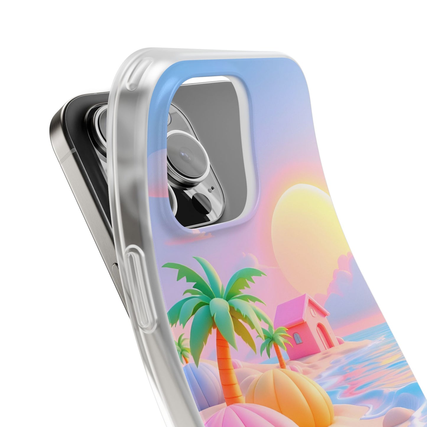 Spigen Luxury Pastel Beach Paradise Printed Iphone Cover Case for Girls & Women | New Stylish Fancy Aesthetic Designer Back Cover | Premium Protective Shockproof Max Case for 12 - 17 Series