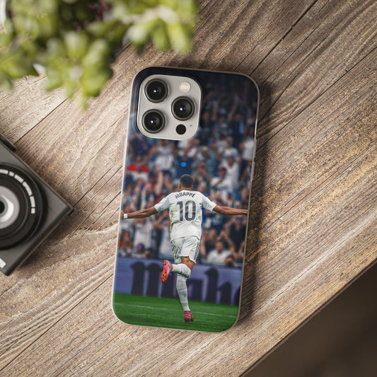 Kylian Mbappé #10 Stadium Celebration iPhone Case – Premium Spigen Luxury Football Player Designer Phone Cover for iPhone 12, 13, 14, 15, 16 & 17 Series | Dynamic HD Print Shockproof Fan Edition