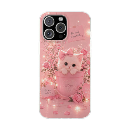 Bloom Kitten Floral iPhone Case – Premium Spigen Luxury Cute Cat Printed Phone Cover for Girls & Women | Stylish Aesthetic Fancy Designer Shockproof Back Case for iPhone 12, 13, 14, 15, 16 & 17 Series
