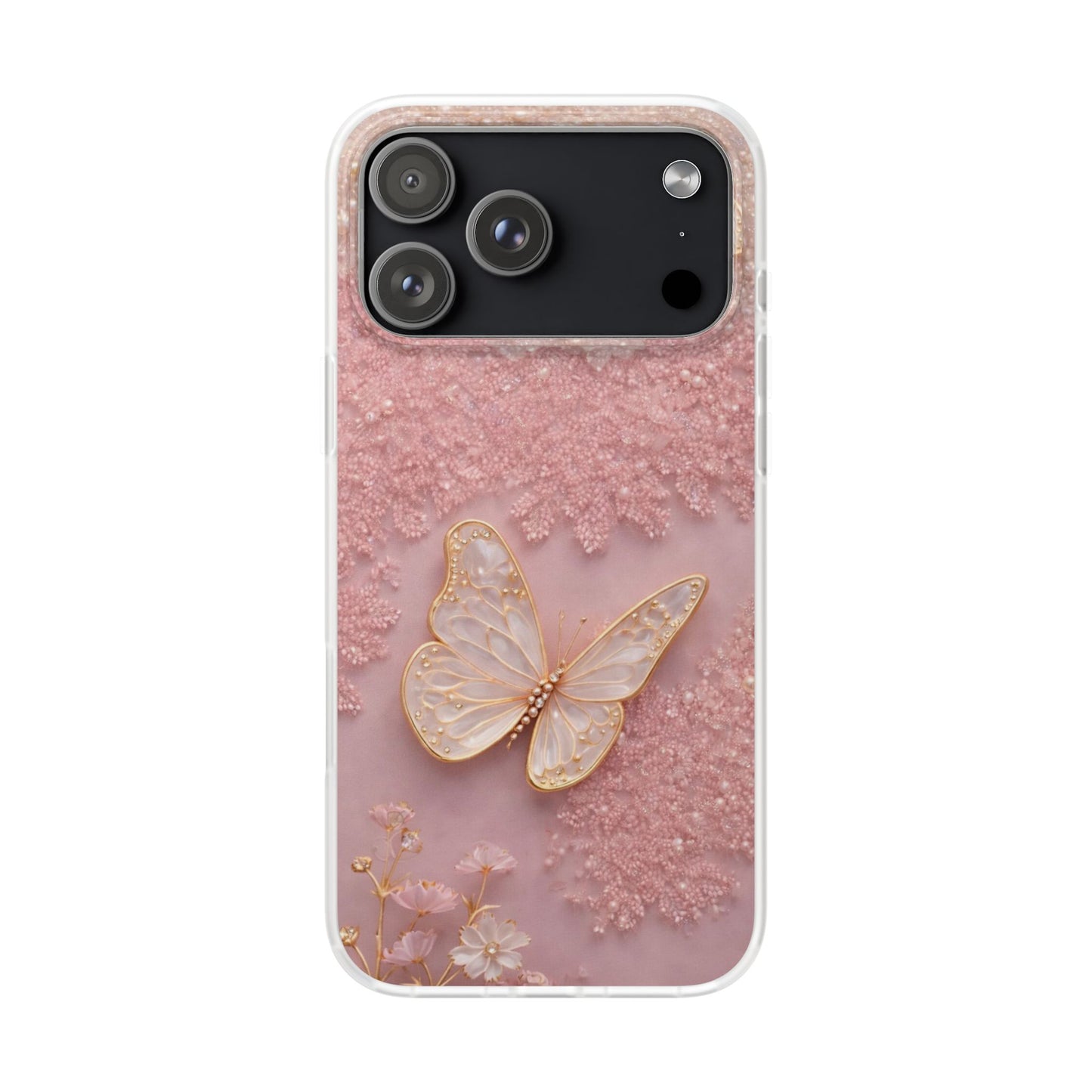Butterfly Embossed Luxury iPhone Case | Aesthetic Designer Mobile Cover for Women & Girls | Shockproof Protective Back Cover Compatible with iPhone 12, 13, 14, 15, 16 & 17