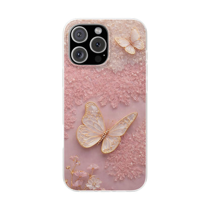 Butterfly Embossed Luxury iPhone Case | Aesthetic Designer Mobile Cover for Women & Girls | Shockproof Protective Back Cover Compatible with iPhone 12, 13, 14, 15, 16 & 17