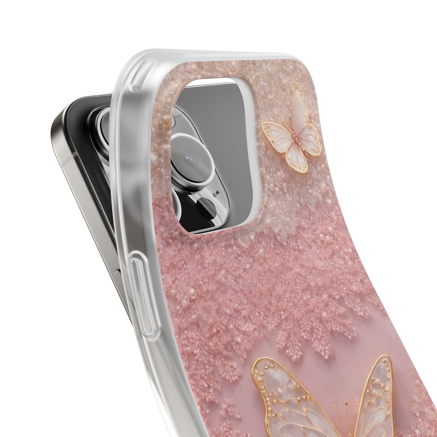 Butterfly Embossed Luxury iPhone Case | Aesthetic Designer Mobile Cover for Women & Girls | Shockproof Protective Back Cover Compatible with iPhone 12, 13, 14, 15, 16 & 17