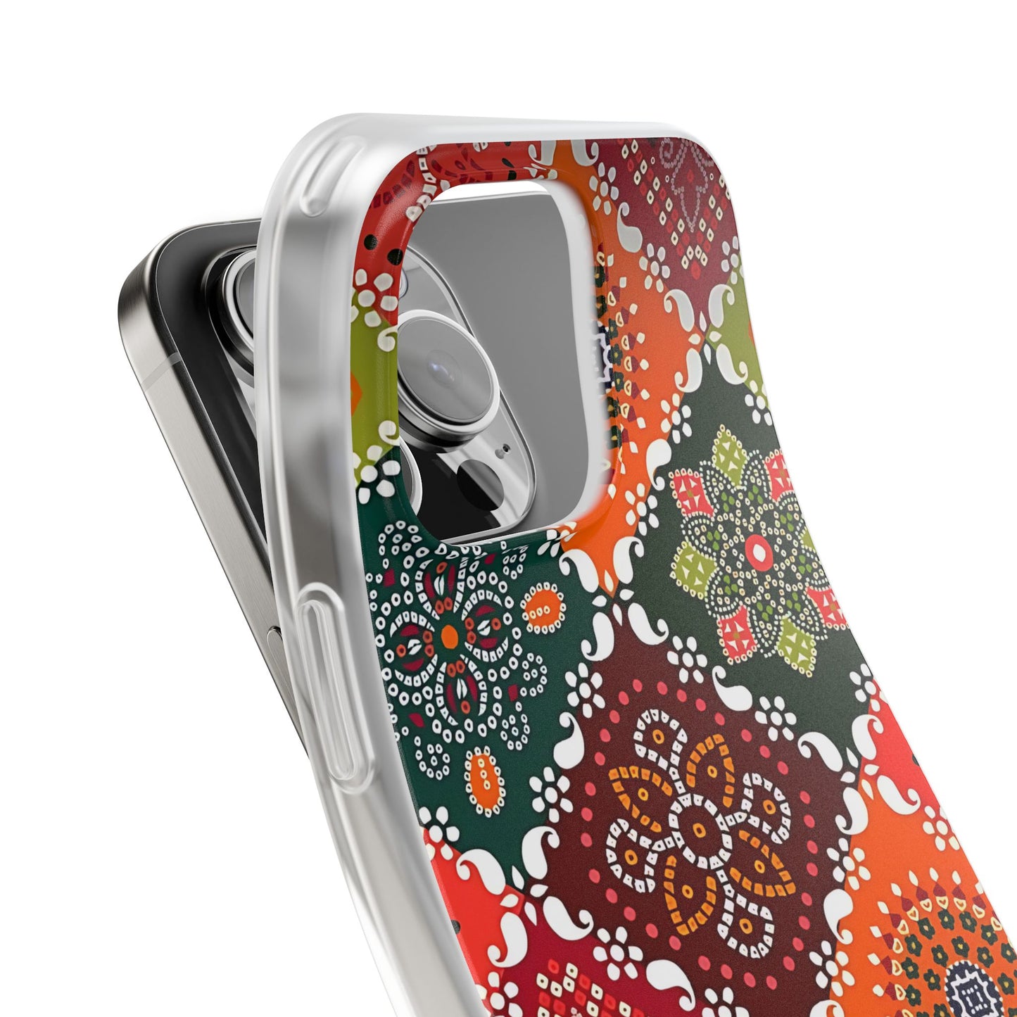 Colorful Ethnic Artistic iPhone Case – Premium Designer Pattern Phone Cover for Girls | Spigen Luxury Stylish Aesthetic Shockproof Protective Mobile Back Case for iPhone 12, 13, 14, 15, 16 & 17 Series