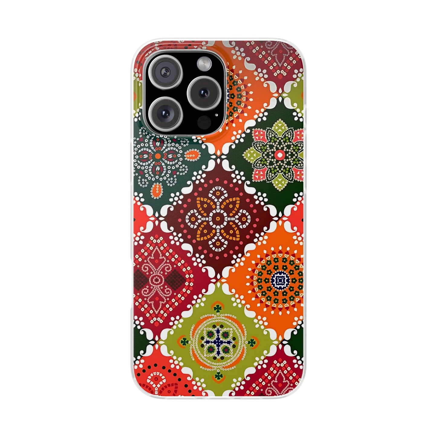 Colorful Ethnic Artistic iPhone Case – Premium Designer Pattern Phone Cover for Girls | Spigen Luxury Stylish Aesthetic Shockproof Protective Mobile Back Case for iPhone 12, 13, 14, 15, 16 & 17 Series