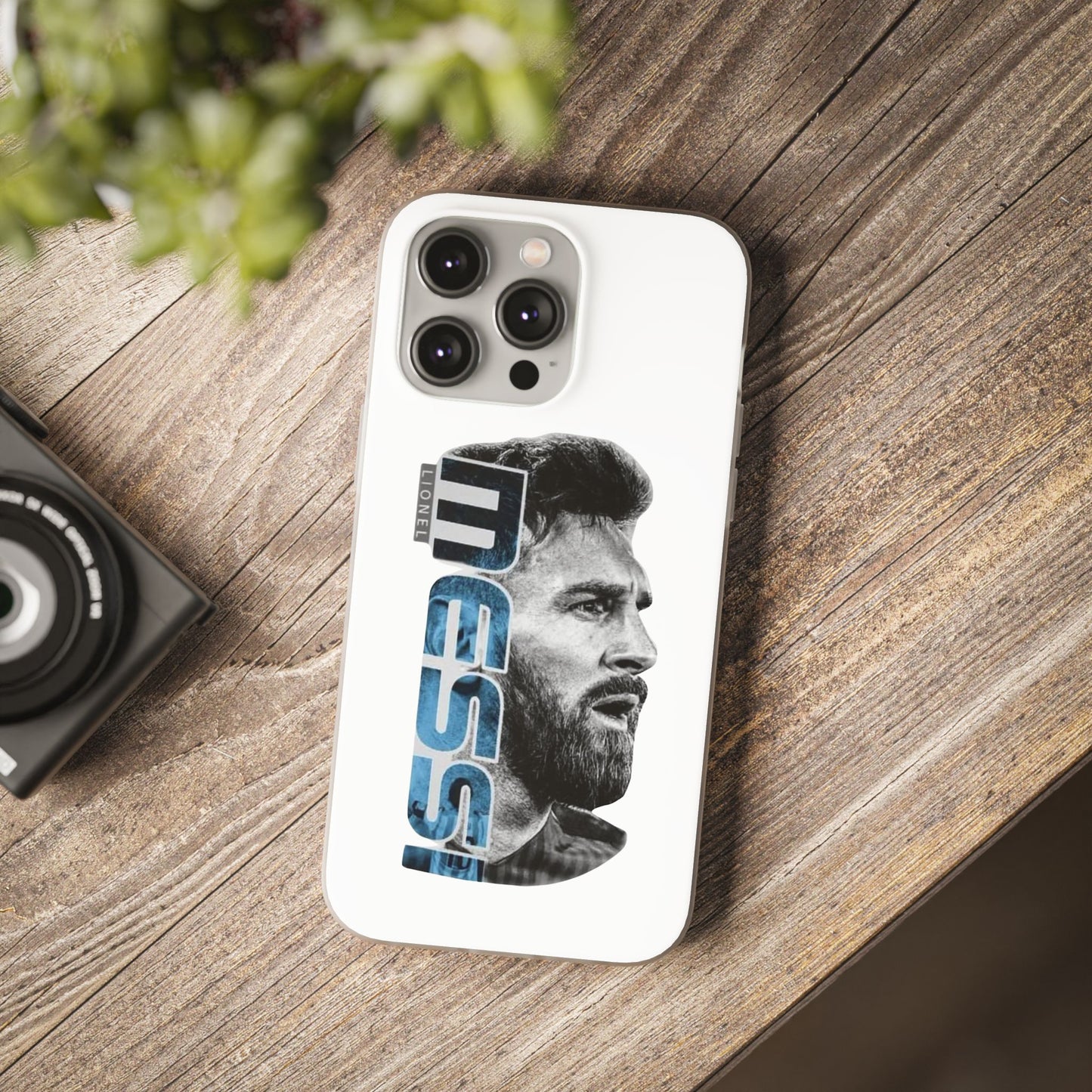 Spigen Luxury Lionel Messi Artistic Typography iPhone Case (12–17 Series) – Grayscale Portrait & Bold Lettering