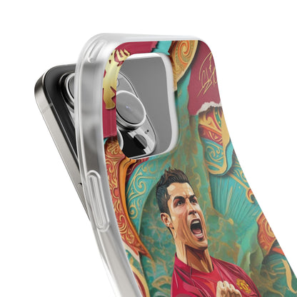 Cristiano Ronaldo Art iPhone Case – Premium Football Fan Graphic Designer Phone Cover for Boys | Spigen Luxury Stylish Aesthetic Shockproof Protective Mobile Back Case for iPhone 12, 13, 14, 15, 16 & 17 Series