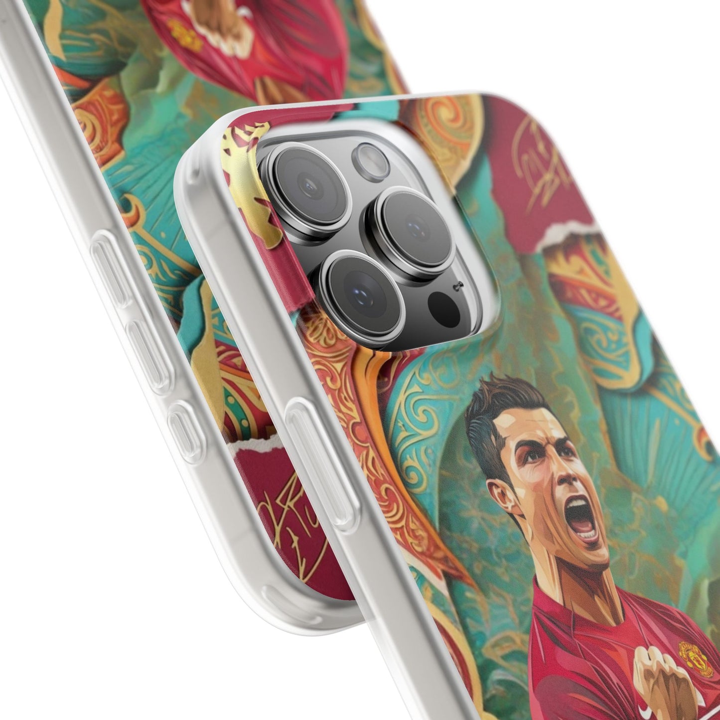 Cristiano Ronaldo Art iPhone Case – Premium Football Fan Graphic Designer Phone Cover for Boys | Spigen Luxury Stylish Aesthetic Shockproof Protective Mobile Back Case for iPhone 12, 13, 14, 15, 16 & 17 Series