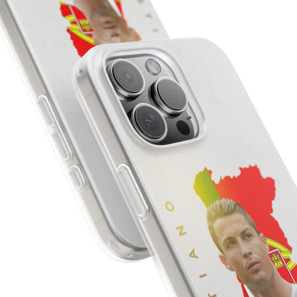 Cristiano Ronaldo Portugal Flag iPhone Case – Premium Real Madrid Portrait Edition Spigen Luxury Football Player Designer Phone Cover for iPhone 12, 13, 14, 15, 16 & 17 Series | CR7 Shockproof HD Printed Fan Case