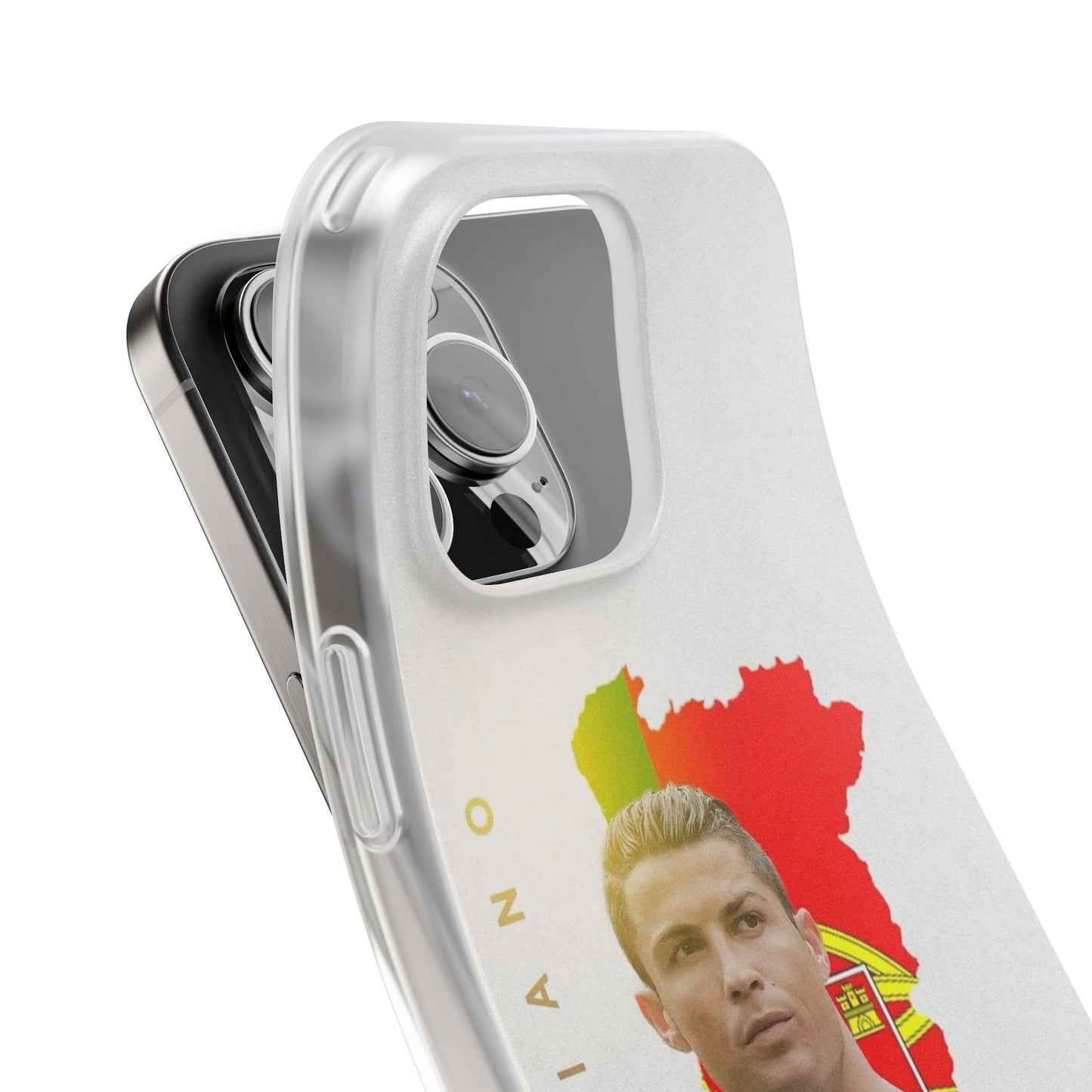 Cristiano Ronaldo Portugal Flag iPhone Case – Premium Real Madrid Portrait Edition Spigen Luxury Football Player Designer Phone Cover for iPhone 12, 13, 14, 15, 16 & 17 Series | CR7 Shockproof HD Printed Fan Case