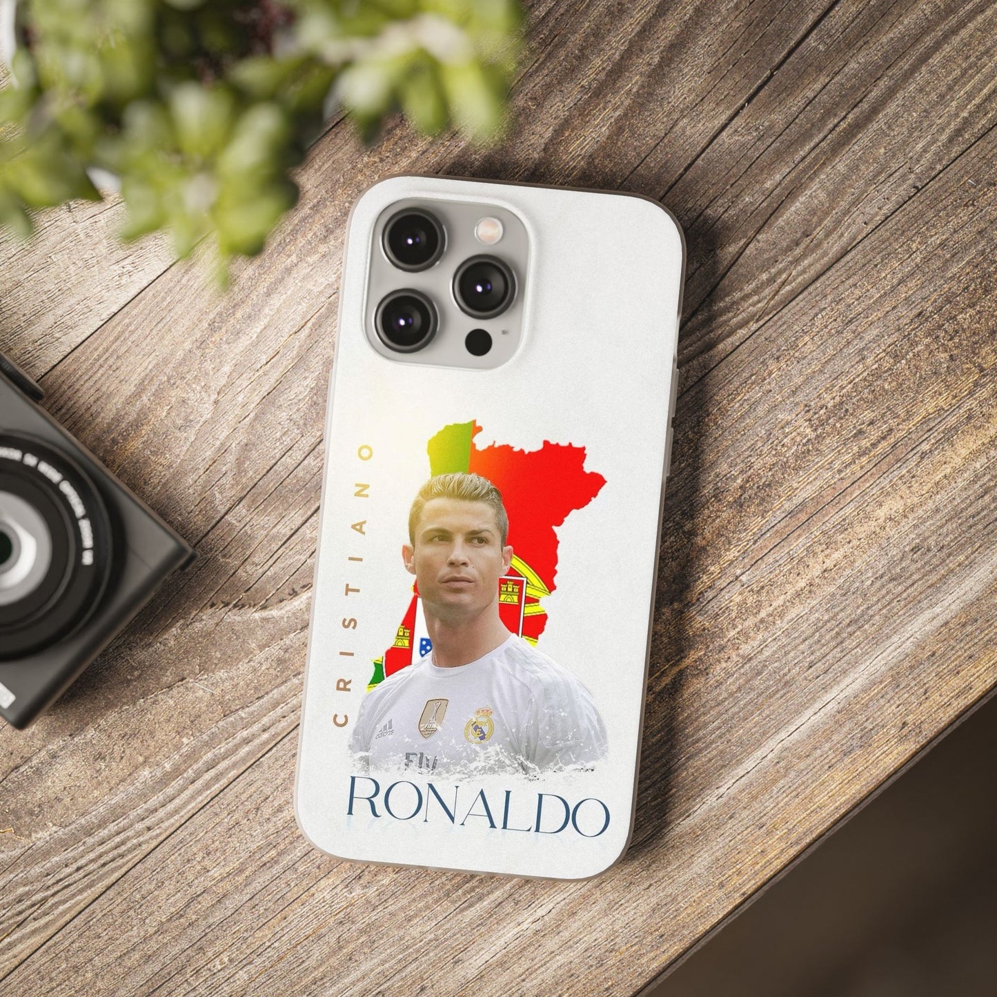 Cristiano Ronaldo Portugal Flag iPhone Case – Premium Real Madrid Portrait Edition Spigen Luxury Football Player Designer Phone Cover for iPhone 12, 13, 14, 15, 16 & 17 Series | CR7 Shockproof HD Printed Fan Case