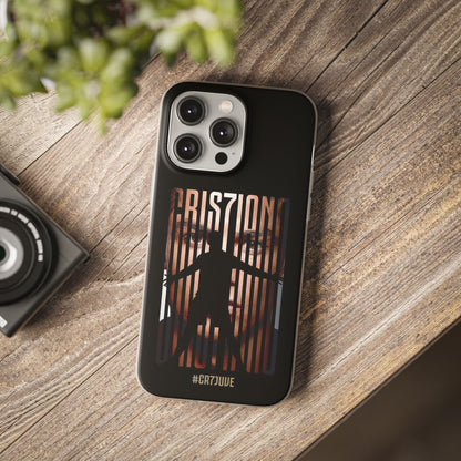 Cristiano Ronaldo CR7 Juventus iPhone Case – Premium Spigen Luxury Football Player Designer Phone Cover with Iconic Celebration & Gold Accent Design for iPhone 12, 13, 14, 15, 16 & 17 Series | Shockproof HD Print Back Case