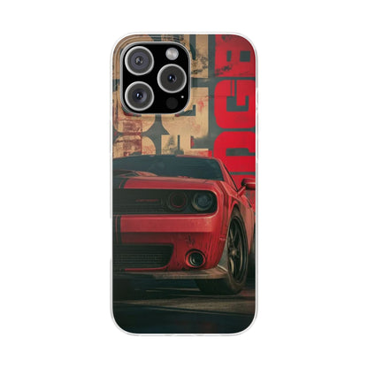 Dodge Challenger SRT Red Muscle Car iPhone Case – Premium Sports Car Racing Phone Cover for Boys & Men | Spigen Luxury Stylish Aesthetic Automotive Designer Shockproof Protective Mobile Back Case for iPhone 12, 13, 14, 15, 16 & 17 Series