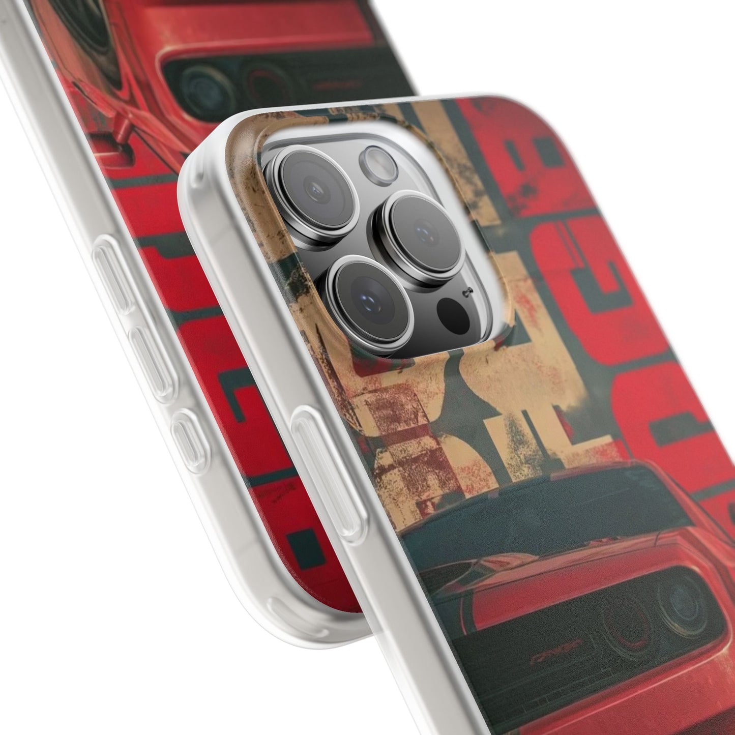 Dodge Challenger SRT Red Muscle Car iPhone Case – Premium Sports Car Racing Phone Cover for Boys & Men | Spigen Luxury Stylish Aesthetic Automotive Designer Shockproof Protective Mobile Back Case for iPhone 12, 13, 14, 15, 16 & 17 Series