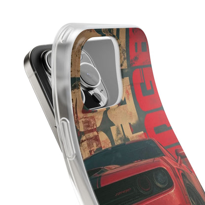 Dodge Challenger SRT Red Muscle Car iPhone Case – Premium Sports Car Racing Phone Cover for Boys & Men | Spigen Luxury Stylish Aesthetic Automotive Designer Shockproof Protective Mobile Back Case for iPhone 12, 13, 14, 15, 16 & 17 Series