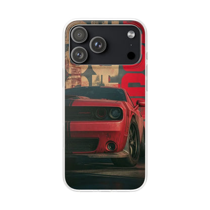 Dodge Challenger SRT Red Muscle Car iPhone Case – Premium Sports Car Racing Phone Cover for Boys & Men | Spigen Luxury Stylish Aesthetic Automotive Designer Shockproof Protective Mobile Back Case for iPhone 12, 13, 14, 15, 16 & 17 Series