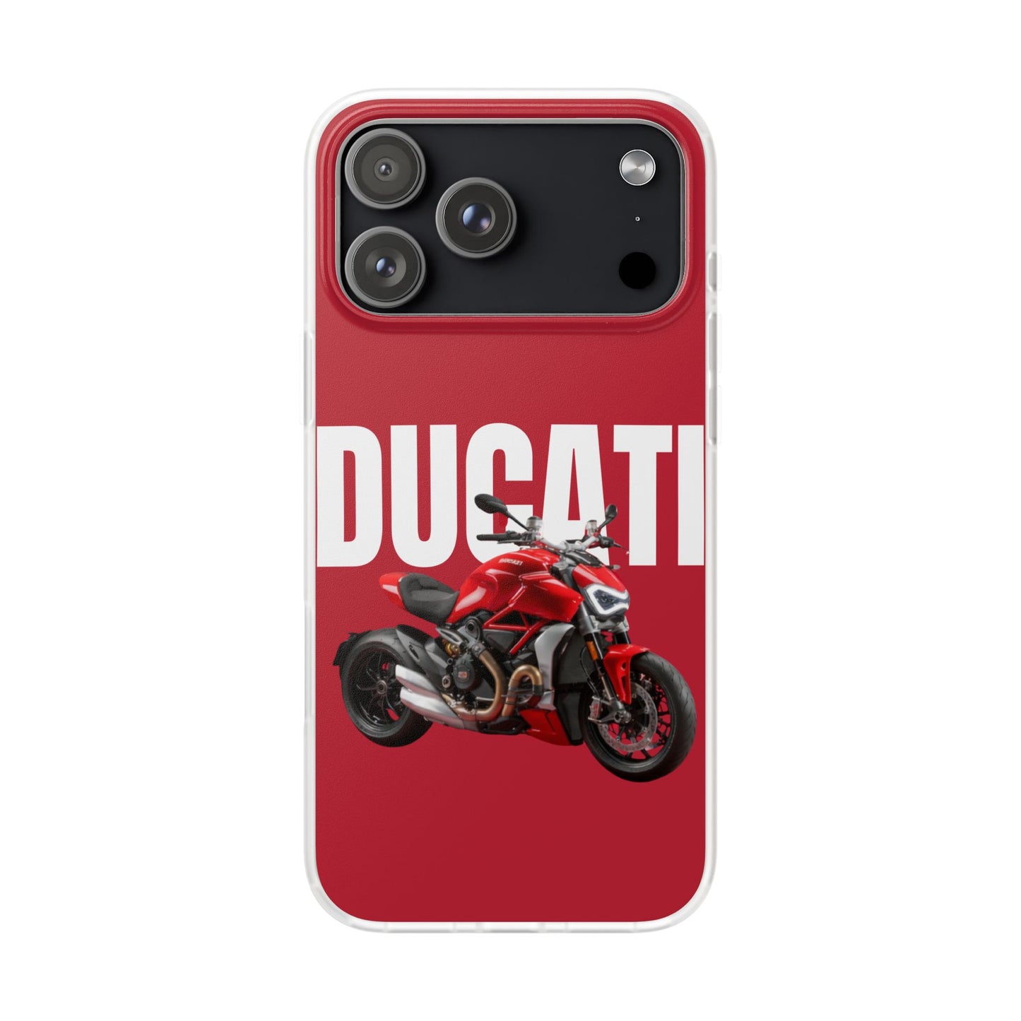 Ducati Racing Bike Printed iPhone Case – Premium Sports Bike Phone Cover for Boys | Spigen Luxury Stylish Aesthetic Designer Shockproof Protective Mobile Back Case for iPhone 12, 13, 14, 15, 16 & 17 Series