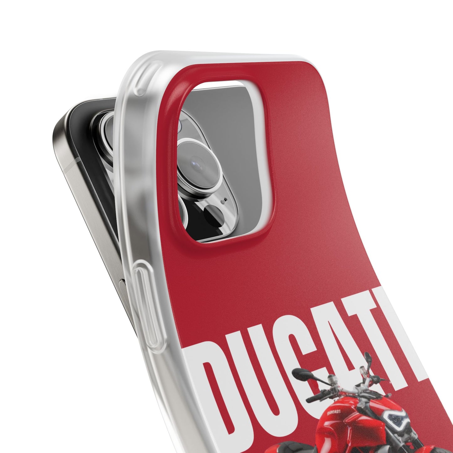 Ducati Racing Bike Printed iPhone Case – Premium Sports Bike Phone Cover for Boys | Spigen Luxury Stylish Aesthetic Designer Shockproof Protective Mobile Back Case for iPhone 12, 13, 14, 15, 16 & 17 Series