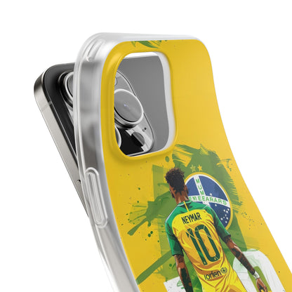 Neymar Brazil Soccer iPhone Case (12–17 Series) – Vibrant Yellow & Green Design