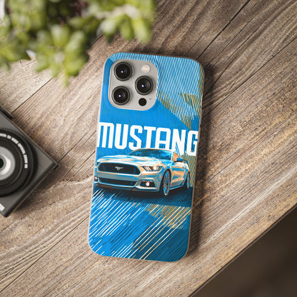 Ford Mustang Blue Sports Car iPhone Case – Premium Spigen Pro Luxury Designer Phone Cover for Boys & Girls | Stylish Aesthetic HD Printed Shockproof Back Case for iPhone 12, 13, 14, 15, 16 & 17 Series