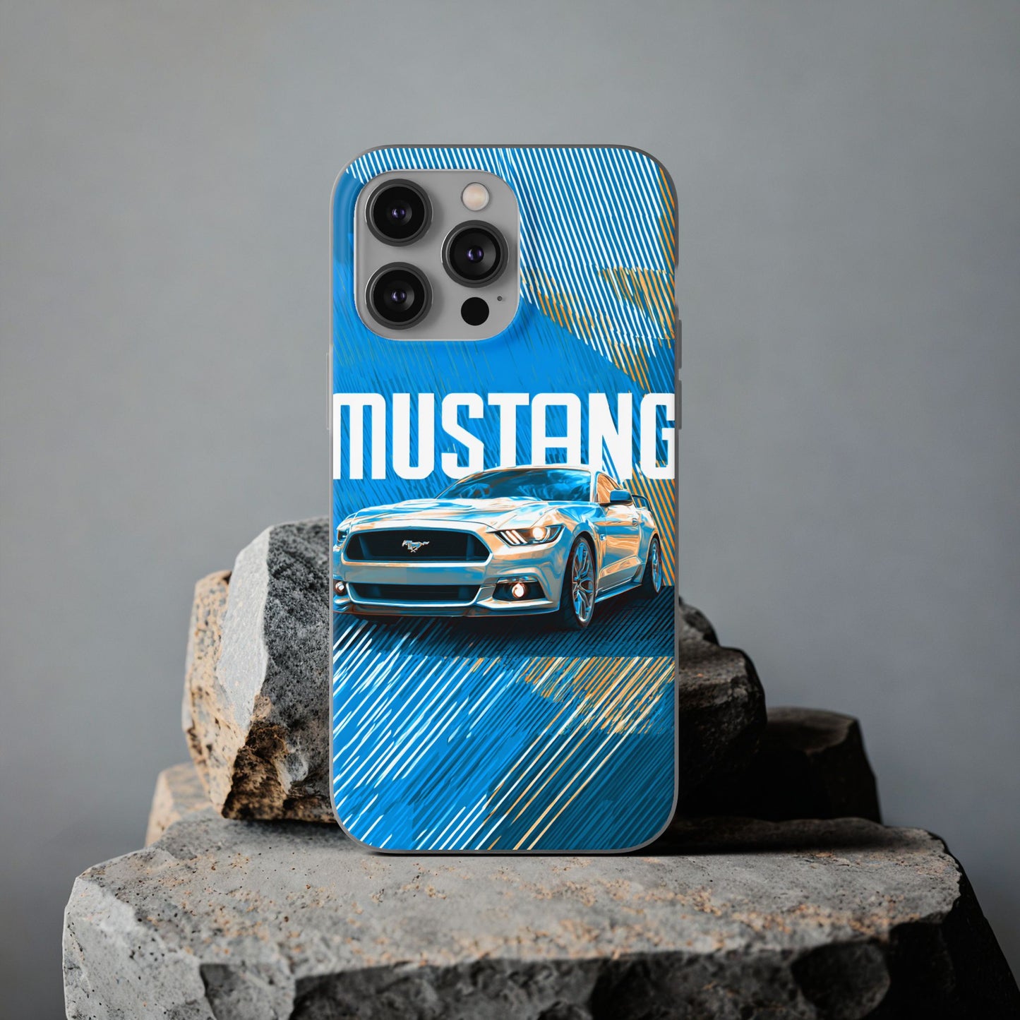 Ford Mustang Blue Sports Car iPhone Case – Premium Spigen Pro Luxury Designer Phone Cover for Boys & Girls | Stylish Aesthetic HD Printed Shockproof Back Case for iPhone 12, 13, 14, 15, 16 & 17 Series
