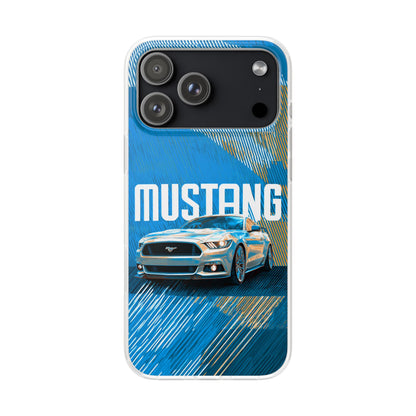 Ford Mustang Blue Sports Car iPhone Case – Premium Spigen Pro Luxury Designer Phone Cover for Boys & Girls | Stylish Aesthetic HD Printed Shockproof Back Case for iPhone 12, 13, 14, 15, 16 & 17 Series