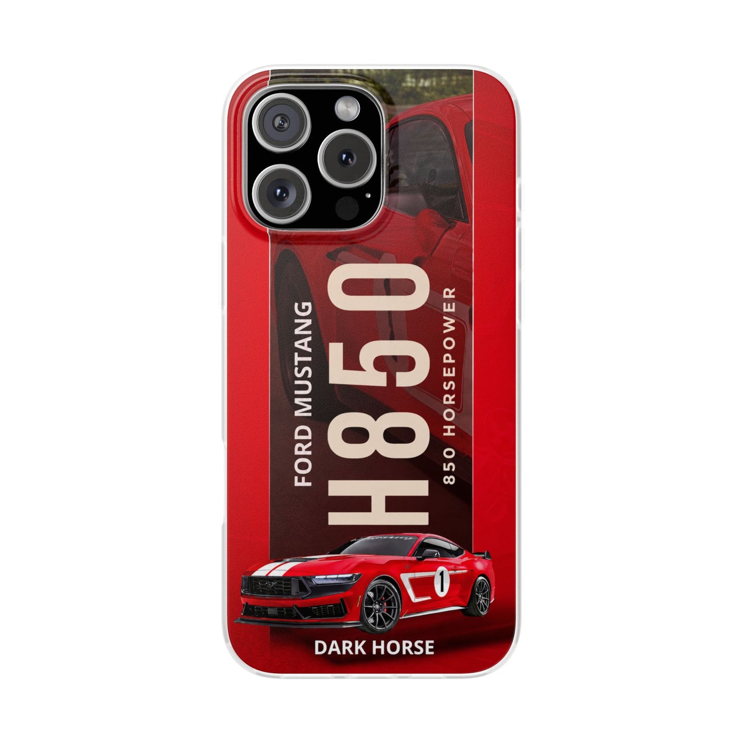 Ford Mustang Dark Horse H850 Red Racing iPhone Case – Premium Sports Car Phone Cover for Boys, Girls & Men | Spigen Luxury Stylish Aesthetic Automotive Designer Shockproof Protective Mobile Back Case for iPhone 12, 13, 14, 15, 16 & 17 Series