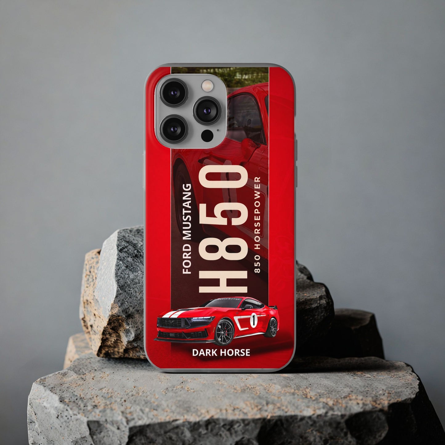 Ford Mustang Dark Horse H850 Red Racing iPhone Case – Premium Sports Car Phone Cover for Boys, Girls & Men | Spigen Luxury Stylish Aesthetic Automotive Designer Shockproof Protective Mobile Back Case for iPhone 12, 13, 14, 15, 16 & 17 Series