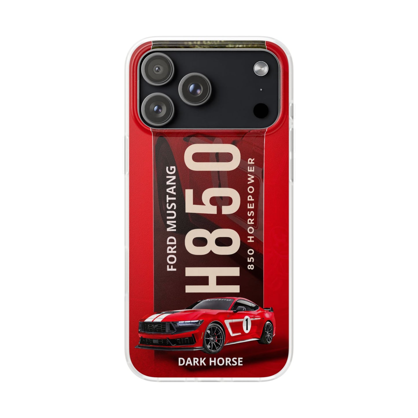 Ford Mustang Dark Horse H850 Red Racing iPhone Case – Premium Sports Car Phone Cover for Boys, Girls & Men | Spigen Luxury Stylish Aesthetic Automotive Designer Shockproof Protective Mobile Back Case for iPhone 12, 13, 14, 15, 16 & 17 Series