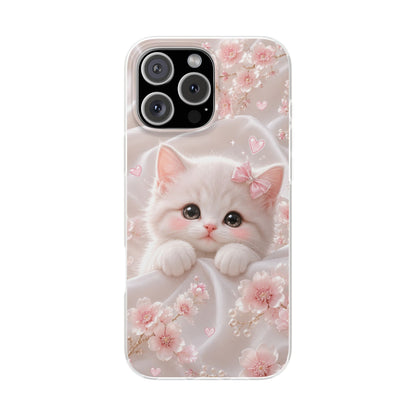 Spigen Luxury Cherry Blossom Kitten Printed Iphone Cover Case for Girls & Women | New Stylish Fancy Aesthetic Designer Back Cover | Premium Protective Shockproof Max Series Case for 12 - 17 Series