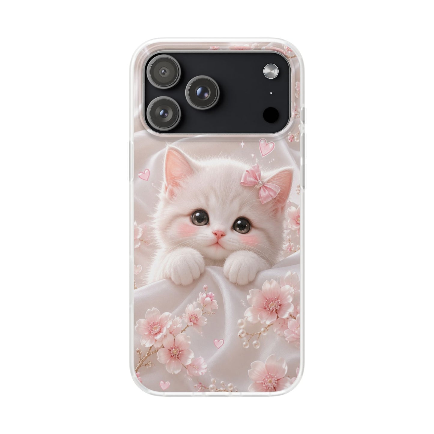 Spigen Luxury Cherry Blossom Kitten Printed Iphone Cover Case for Girls & Women | New Stylish Fancy Aesthetic Designer Back Cover | Premium Protective Shockproof Max Series Case for 12 - 17 Series