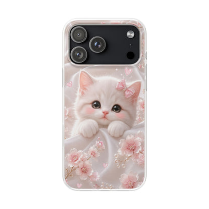 Spigen Luxury Cherry Blossom Kitten Printed Iphone Cover Case for Girls & Women | New Stylish Fancy Aesthetic Designer Back Cover | Premium Protective Shockproof Max Series Case for 12 - 17 Series