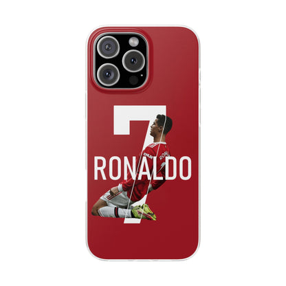 Spigen Luxury Cristiano Ronaldo Number 7 Artistic Printed Transparent Shockproof Iphone Cover Case for Boys | Modern Stylish Aesthetic Fancy Designer Back Cover | Premium Protective Ipj Case 12 - 17 Series