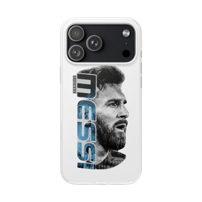 Spigen Luxury Lionel Messi Artistic Typography iPhone Case (12–17 Series) – Grayscale Portrait & Bold Lettering