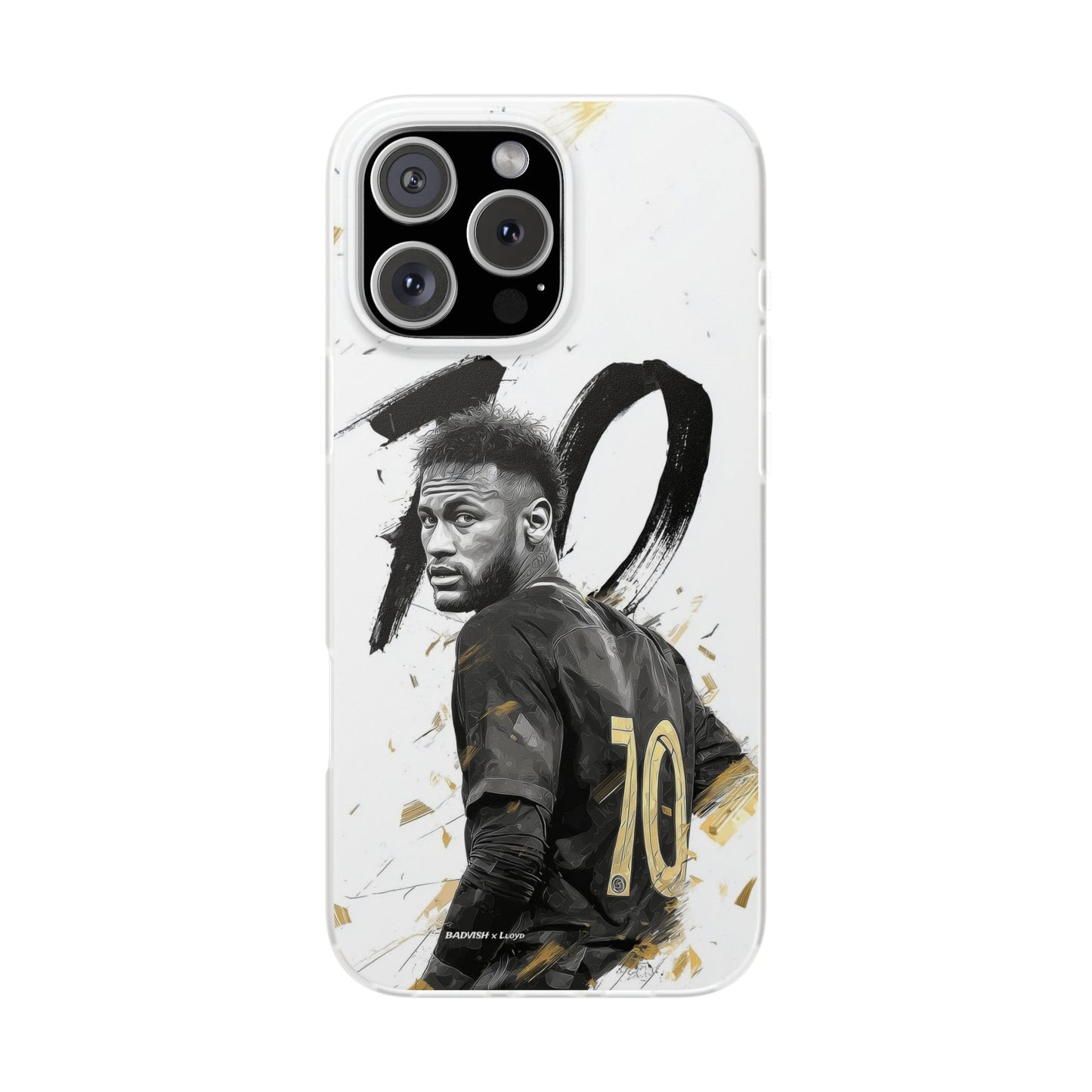Spigen Luxury Neymar #10 Artistic iPhone Case (12–17 Series) – Gold Brushstroke Fan Edition
