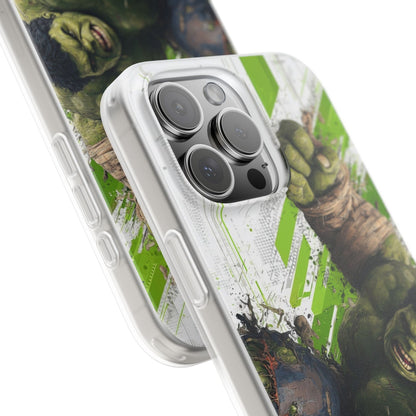 Hulk Action Pose Comic Art iPhone Case – Premium Marvel Superhero Transparent Phone Cover for Boys | Spigen Luxury Stylish Aesthetic Designer Shockproof Protective Mobile Back Case for iPhone 12, 13, 14, 15, 16 & 17 Series