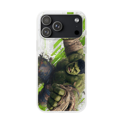 Hulk Action Pose Comic Art iPhone Case – Premium Marvel Superhero Transparent Phone Cover for Boys | Spigen Luxury Stylish Aesthetic Designer Shockproof Protective Mobile Back Case for iPhone 12, 13, 14, 15, 16 & 17 Series