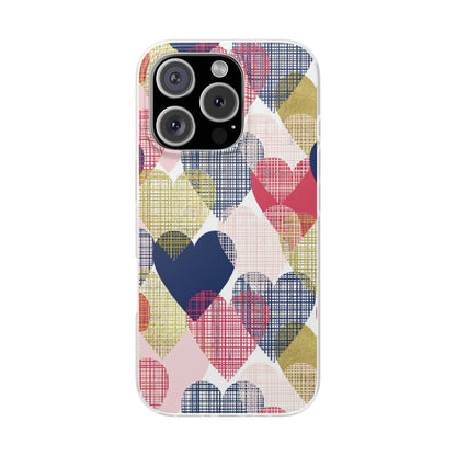 Heart Pattern Printed iPhone Case – Premium Cute Aesthetic Phone Cover for Girls | Spigen Luxury Designer Shockproof Protective Mobile Back Case for iPhone 12, 13, 14, 15, 16 & 17 Series