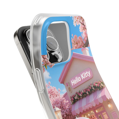 Hello Kitty Blossom Café iPhone Case – Premium Spigen Pro Luxury Cute Café Aesthetic Designer Phone Cover for Girls & Women | Stylish Fancy HD Printed Shockproof Max Series Back Case for iPhone 12, 13, 14, 15, 16 & 17 Series