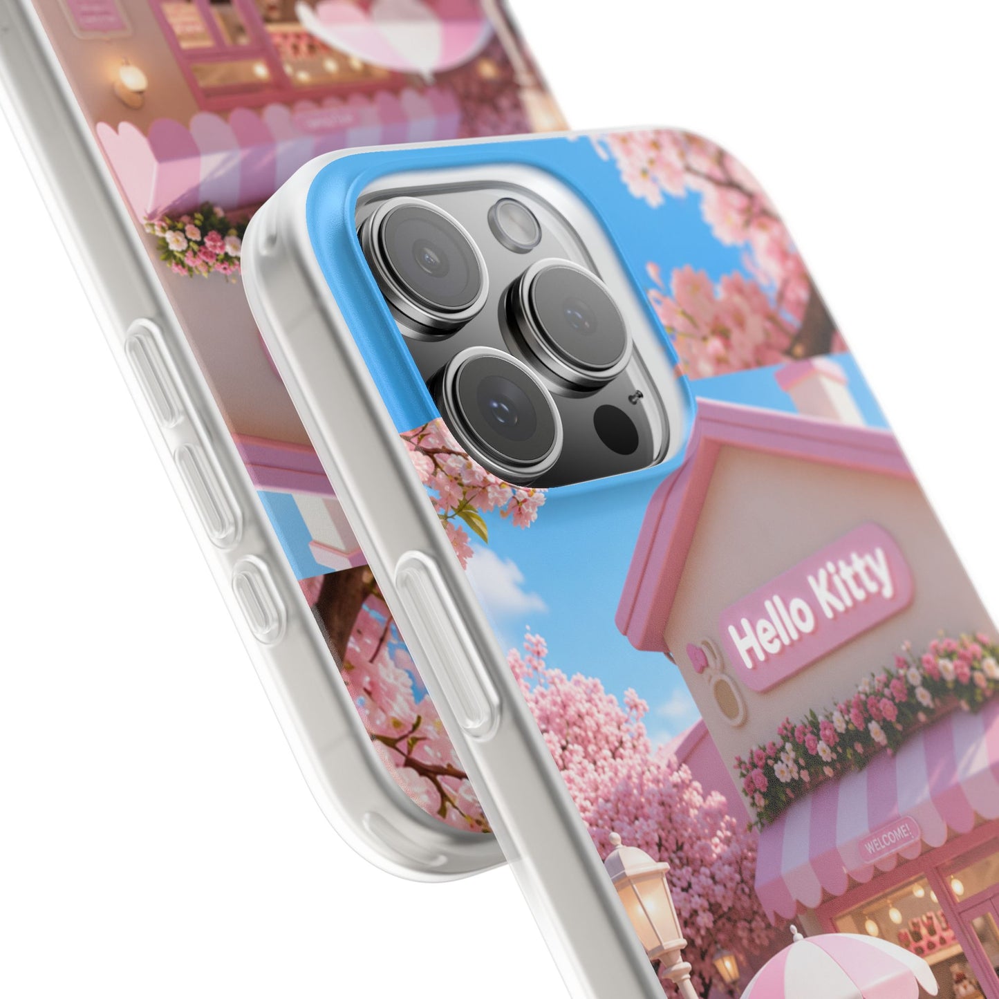 Hello Kitty Blossom Café iPhone Case – Premium Spigen Pro Luxury Cute Café Aesthetic Designer Phone Cover for Girls & Women | Stylish Fancy HD Printed Shockproof Max Series Back Case for iPhone 12, 13, 14, 15, 16 & 17 Series