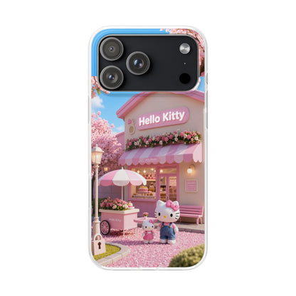 Hello Kitty Blossom Café iPhone Case – Premium Spigen Pro Luxury Cute Café Aesthetic Designer Phone Cover for Girls & Women | Stylish Fancy HD Printed Shockproof Max Series Back Case for iPhone 12, 13, 14, 15, 16 & 17 Series