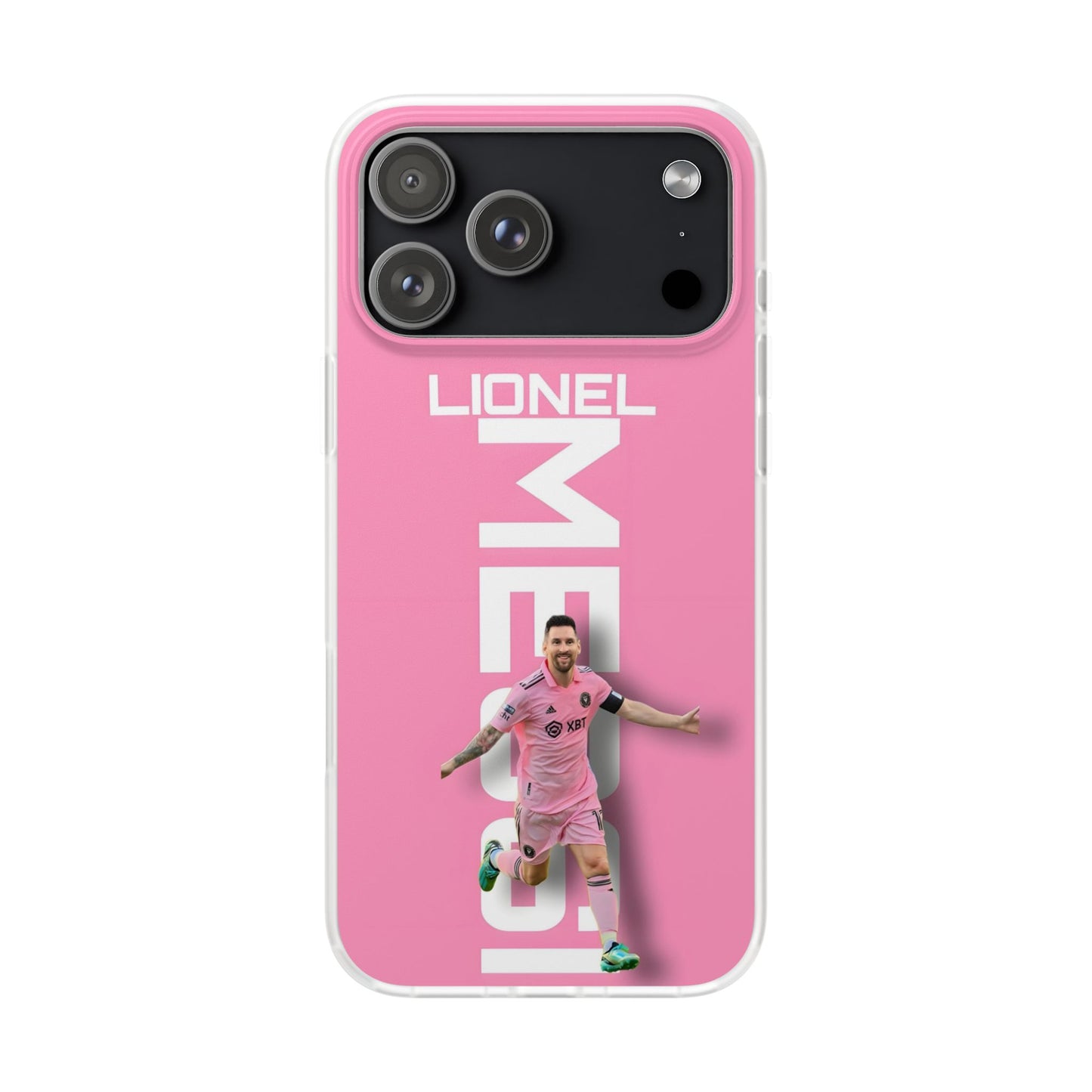 Lionel Messi Pink Edition Celebration iPhone Case – Premium Spigen Luxury Football Player Designer Phone Cover for iPhone 12, 13, 14, 15, 16 & 17 Series | Bold Fan Art HD Shockproof Protective Back Case