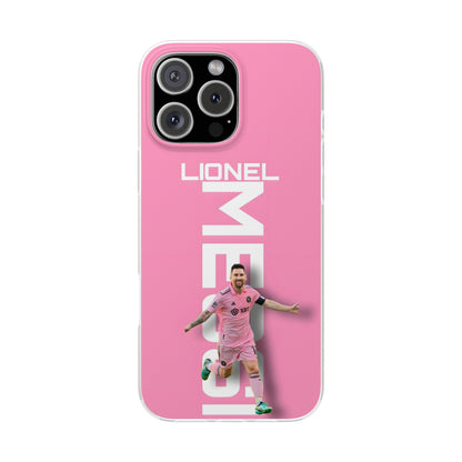 Lionel Messi Pink Edition Celebration iPhone Case – Premium Spigen Luxury Football Player Designer Phone Cover for iPhone 12, 13, 14, 15, 16 & 17 Series | Bold Fan Art HD Shockproof Protective Back Case