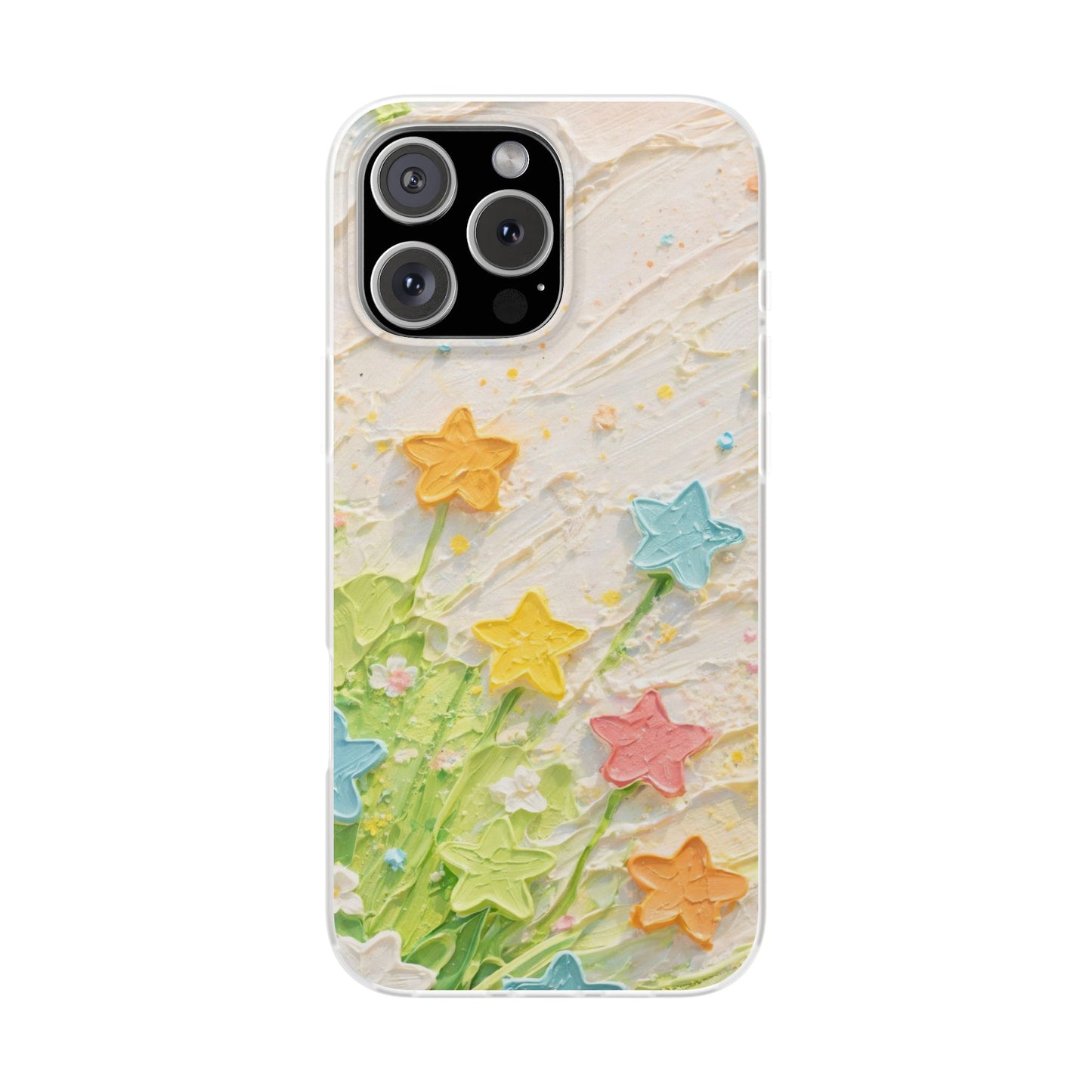 Luxury Colorful Star Floral Art iPhone Case – Aesthetic Designer Shockproof Mobile Cover for Girls | Premium Protective Back Cover for iPhone 12, 13, 14, 15, 16 & 17 Series