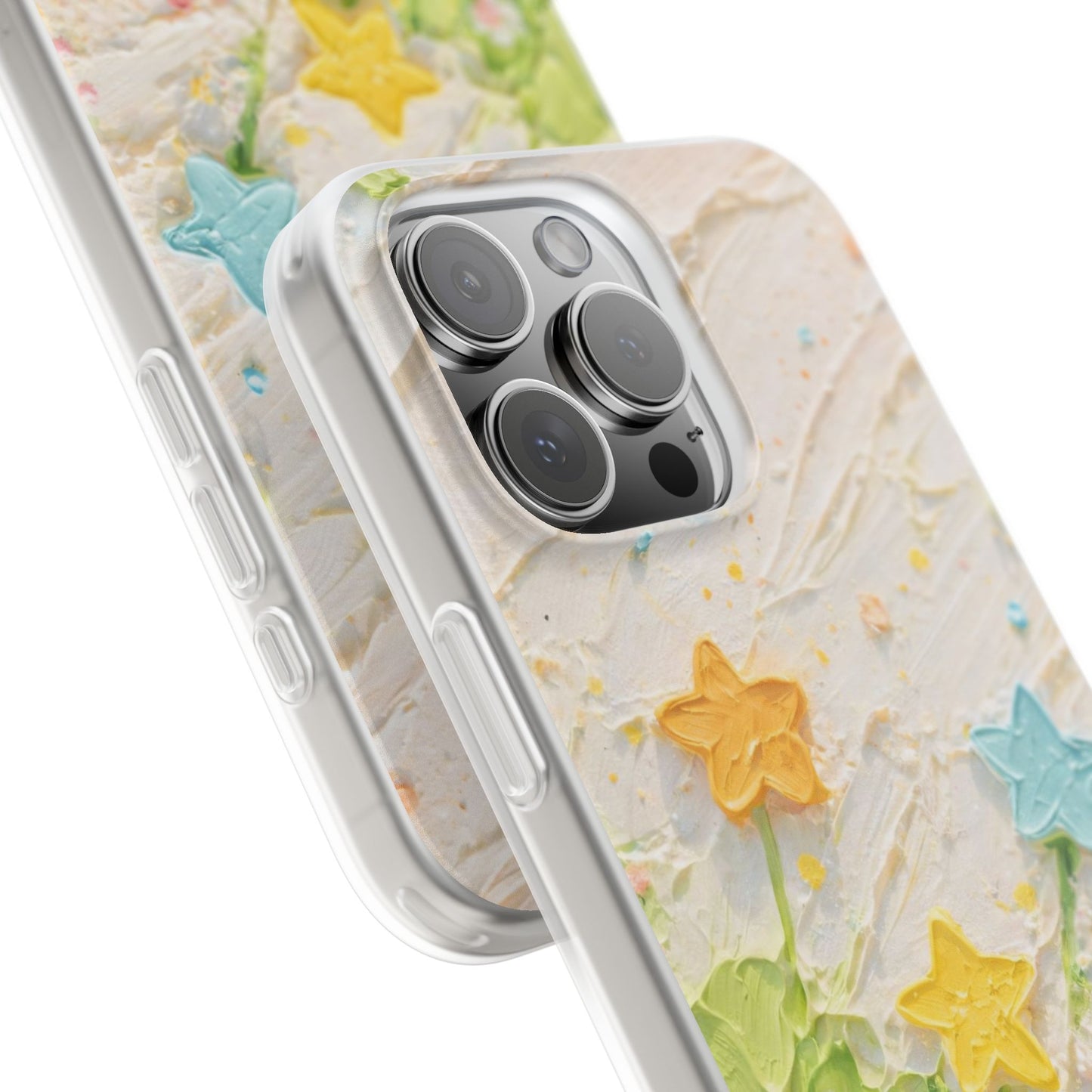 Luxury Colorful Star Floral Art iPhone Case – Aesthetic Designer Shockproof Mobile Cover for Girls | Premium Protective Back Cover for iPhone 12, 13, 14, 15, 16 & 17 Series