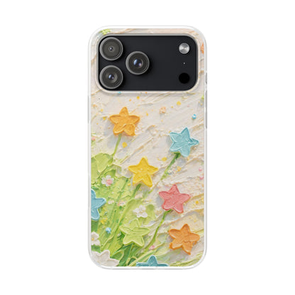 Luxury Colorful Star Floral Art iPhone Case – Aesthetic Designer Shockproof Mobile Cover for Girls | Premium Protective Back Cover for iPhone 12, 13, 14, 15, 16 & 17 Series