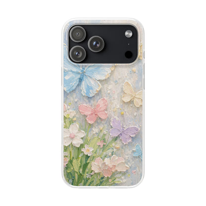 Luxury Pastel Butterfly Floral Art Printed iPhone Case for Girls | Aesthetic Designer Shockproof Protective Back Cover for iPhone 12, 13, 14, 15, 16 & 17 Series