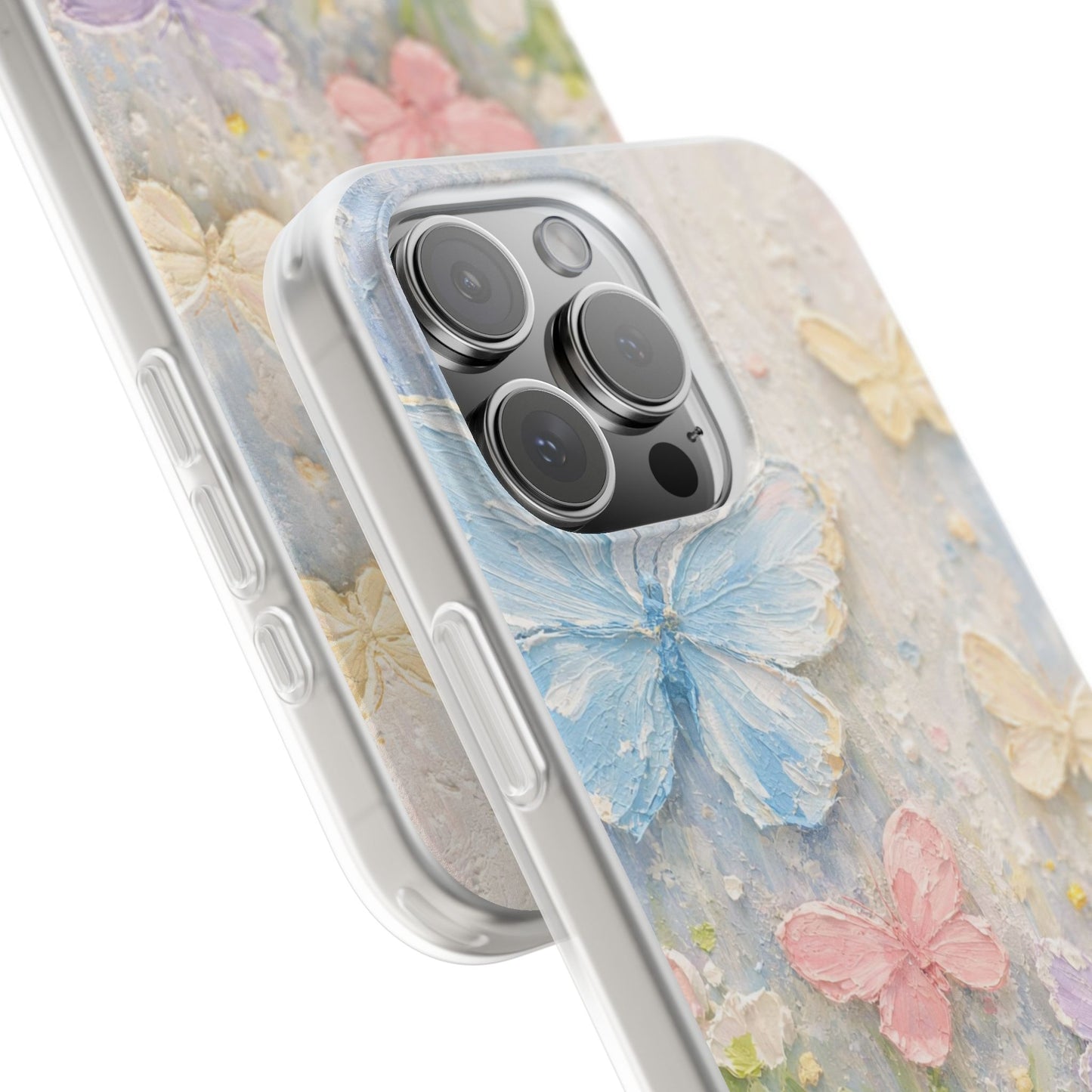 Luxury Pastel Butterfly Floral Art Printed iPhone Case for Girls | Aesthetic Designer Shockproof Protective Back Cover for iPhone 12, 13, 14, 15, 16 & 17 Series
