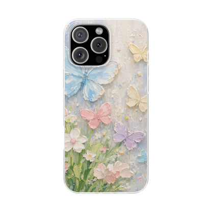 Luxury Pastel Butterfly Floral Art Printed iPhone Case for Girls | Aesthetic Designer Shockproof Protective Back Cover for iPhone 12, 13, 14, 15, 16 & 17 Series