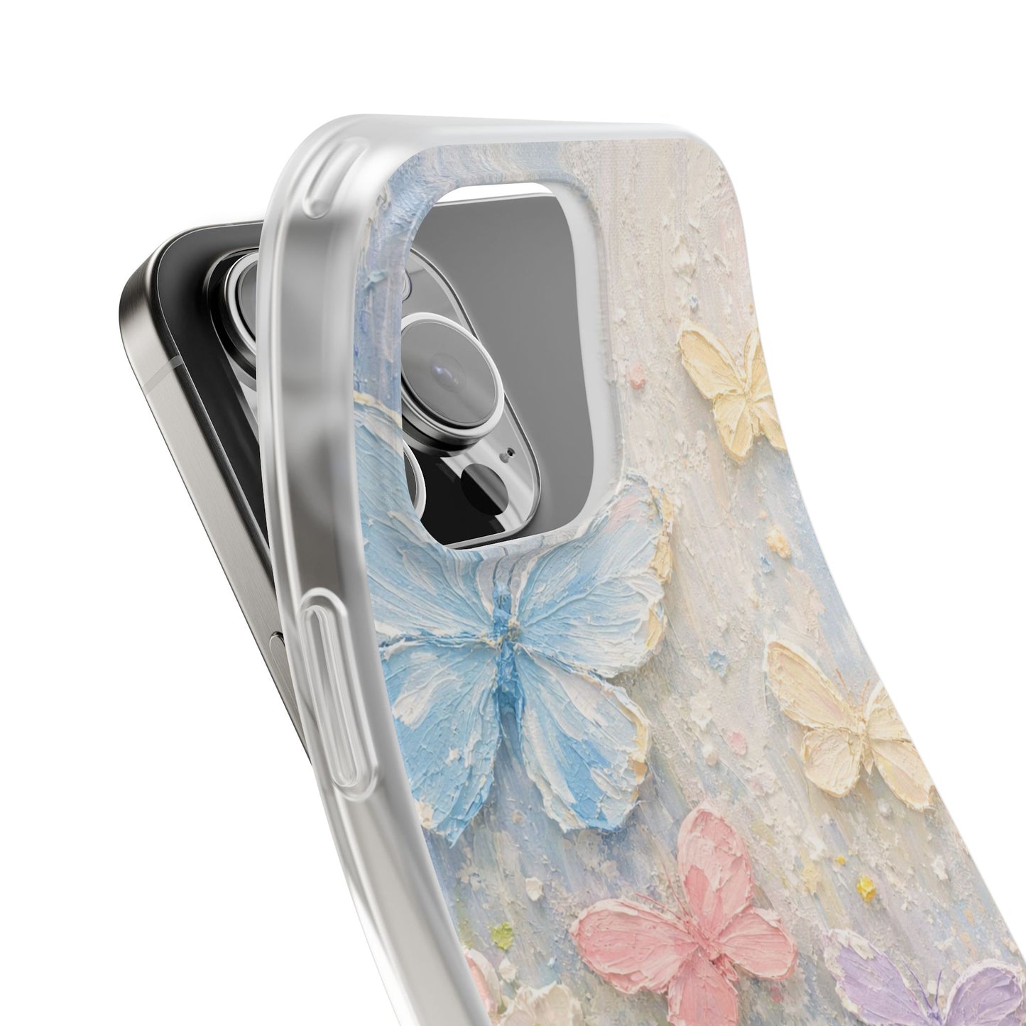Luxury Pastel Butterfly Floral Art Printed iPhone Case for Girls | Aesthetic Designer Shockproof Protective Back Cover for iPhone 12, 13, 14, 15, 16 & 17 Series