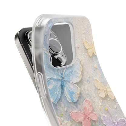 Luxury Pastel Butterfly Floral Art Printed iPhone Case for Girls | Aesthetic Designer Shockproof Protective Back Cover for iPhone 12, 13, 14, 15, 16 & 17 Series